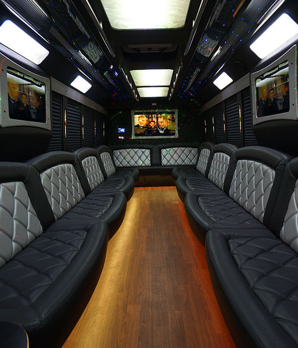 24-passenger limo bus amenities